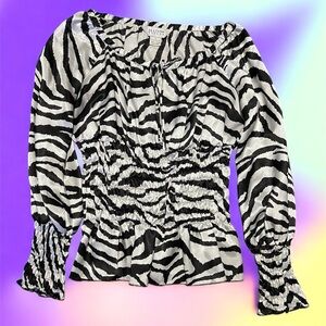 Allison Taylor Zebra Print Blouse - Black and White✨